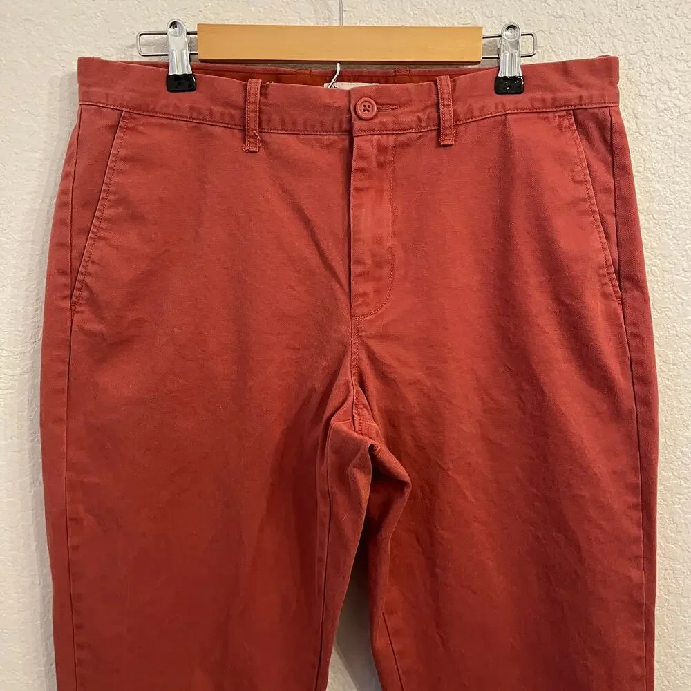 J Crew Mens Chino Pants 33x31 Nantucket Red‎ Cotton Straight Leg Preppy Office